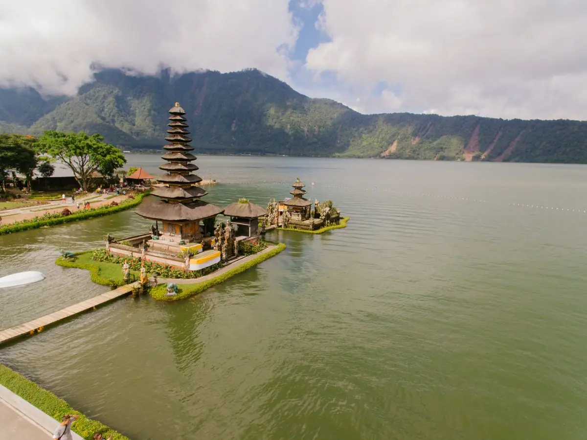 Pura Ulun Danu Bratan temple on a lake in Bali